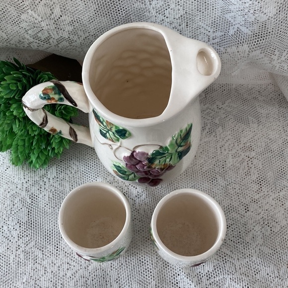 Vintage MCM Ceramic Pitcher and 2 Water Glasses. Made in Japan. - Picture 3 of 6